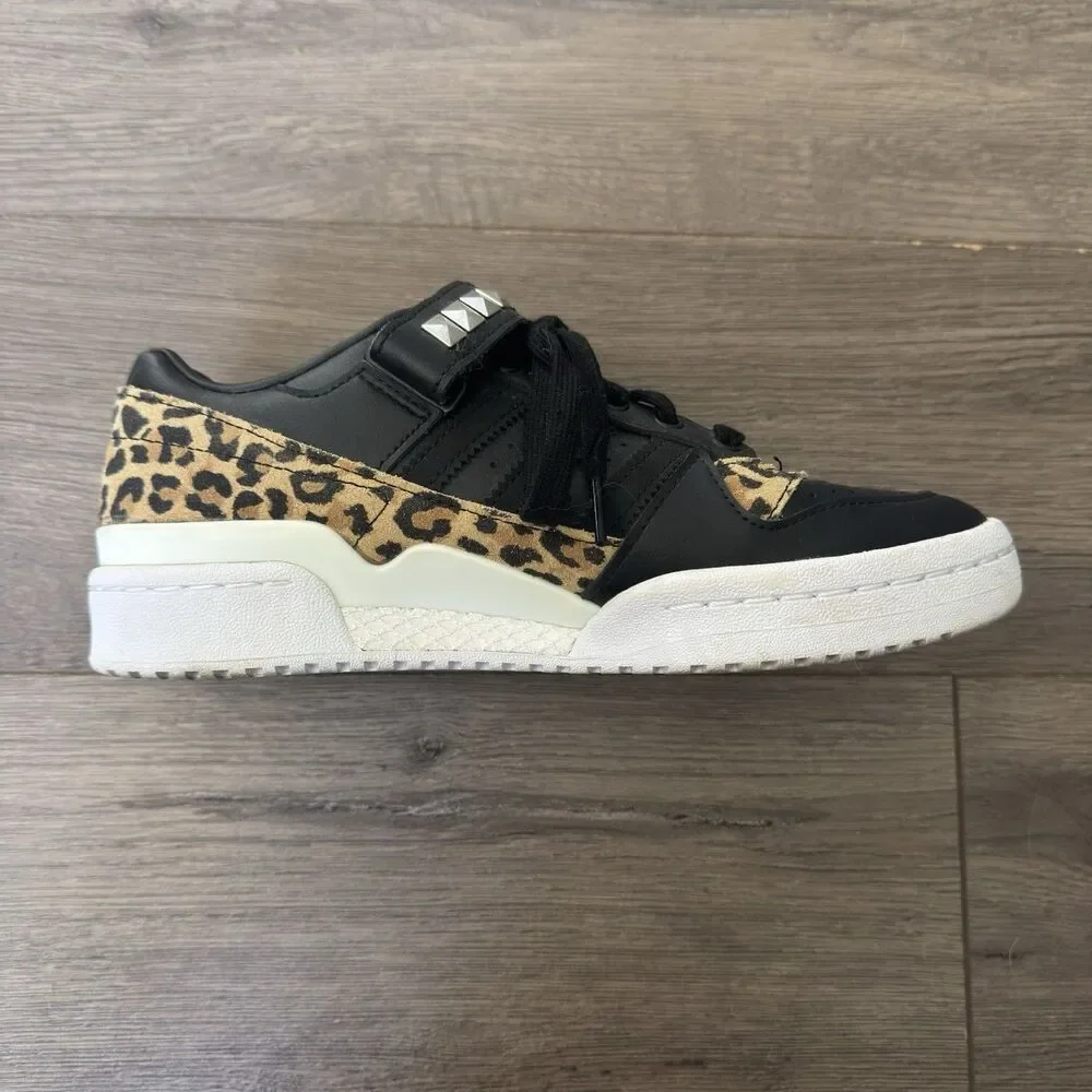 adidas Forum Low J Black Leopard GZ0803 Studded Sneakers US 6.5 Women’s 8